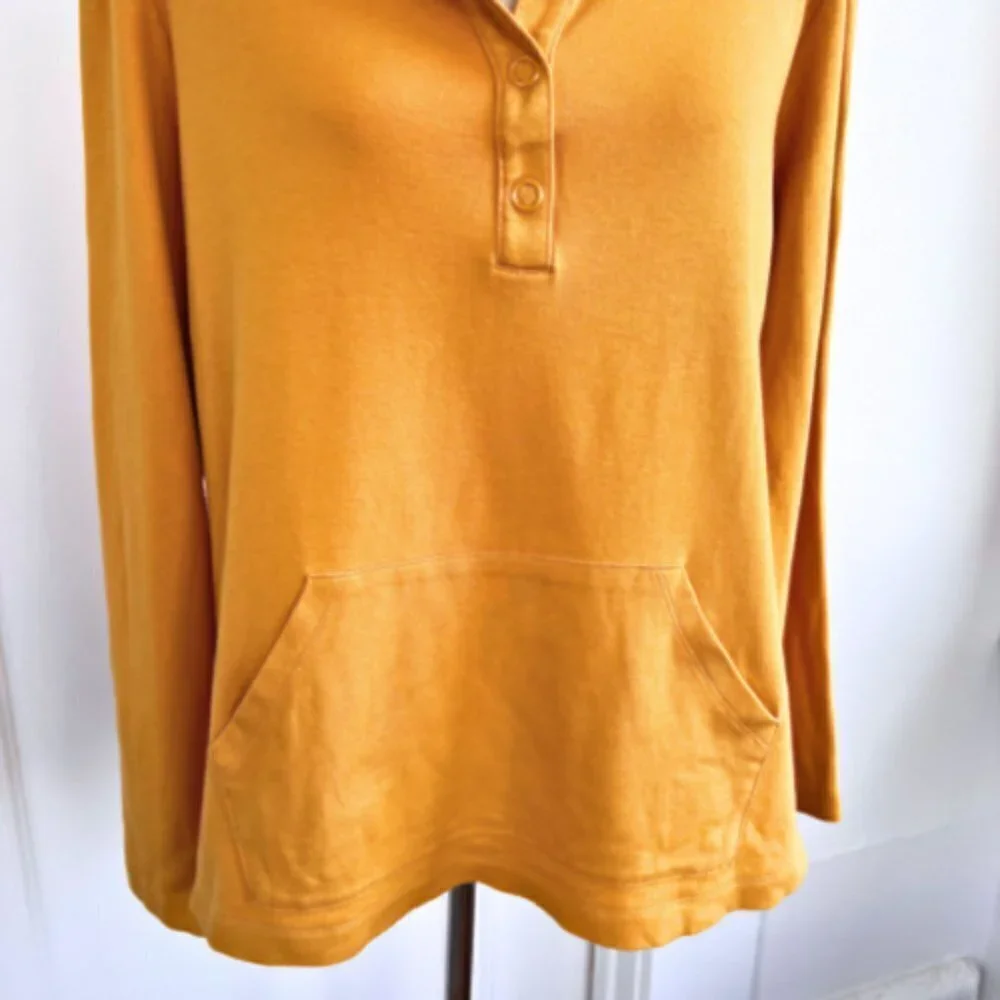 ISAAC MIZRAHI LIVE! Snap Henley Knit Pullover in Mustard Yellow Size L - Picture 4 of 14